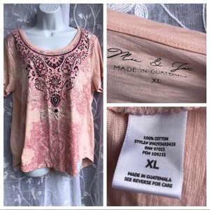 Mic & Jax scoop neck cotton shirt- XL